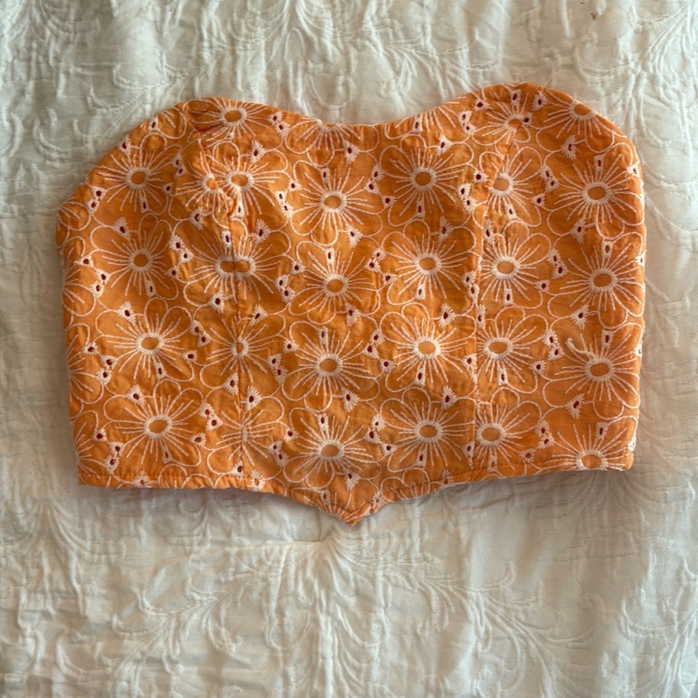 orange floral tube top